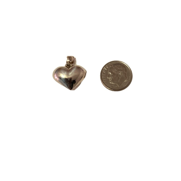 925 Sterling Silver Puffed Heart Pendant Charm - Picture 1 of 2